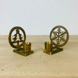 2 brass candlesticks christmas tree and star