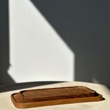 Trio of rounded rectangular trays or cups in monoxyl teak L:35