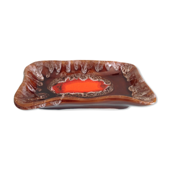 Empty rectangular pocket in polychrome ceramic / vintage 60s-70s
