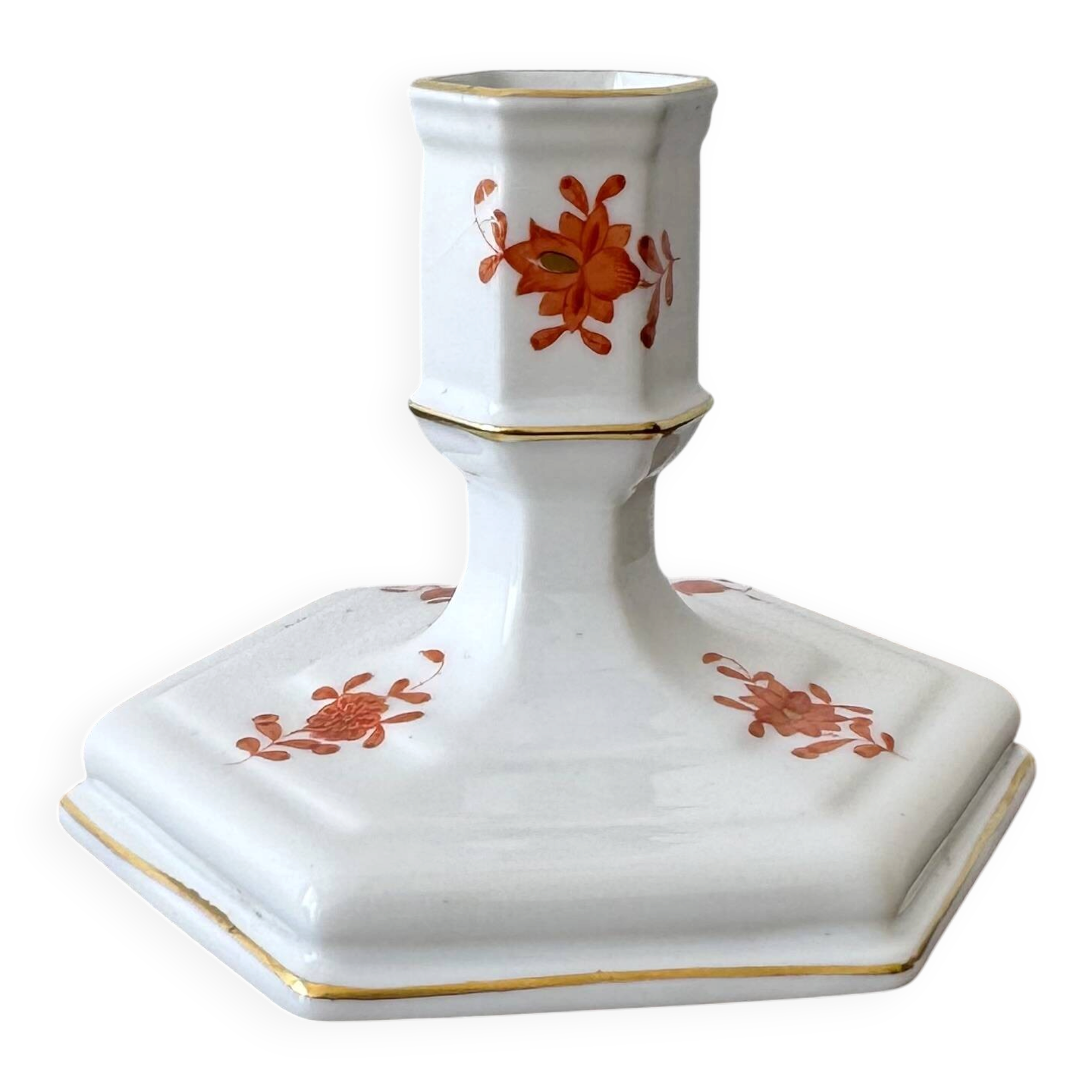 Porcelain Candlestick Orange by Herend