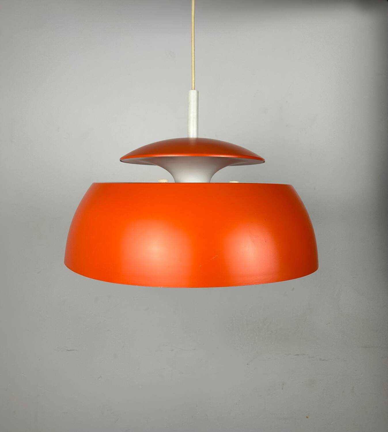 Vintage pendant Temde Leuchten orange metal