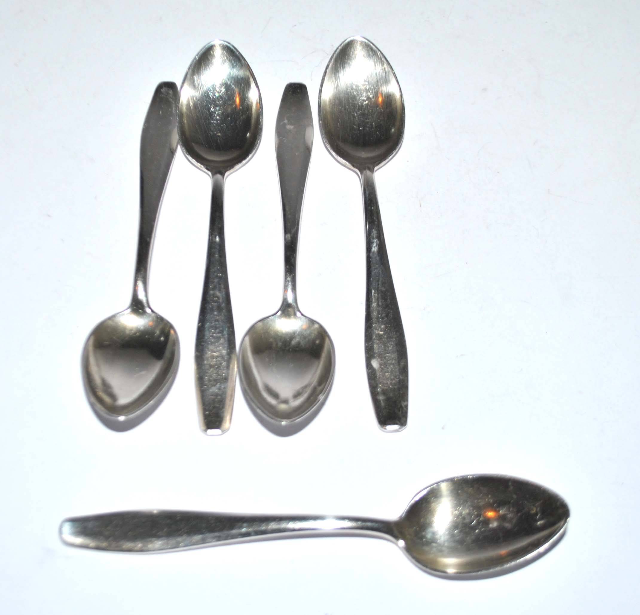Deetjen set of 5 moka coffee spoons in silver metal design 11cm