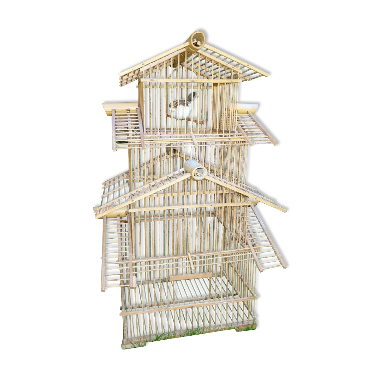 bamboo bird cage form pagoda 1960s - 70