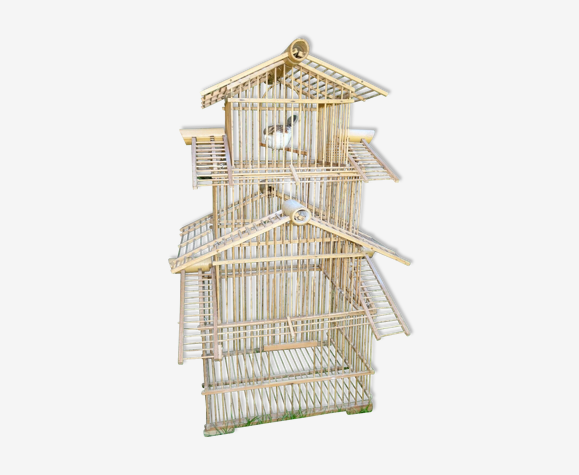 cage à oiseaux en bambou forme pagode années 1960 - 70 | Selency