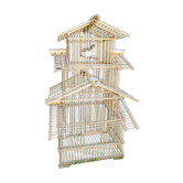 cage à oiseaux en bambou forme pagode années 1960 - 70