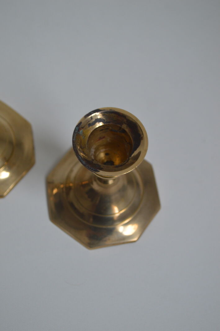 Pair of brass candle holders