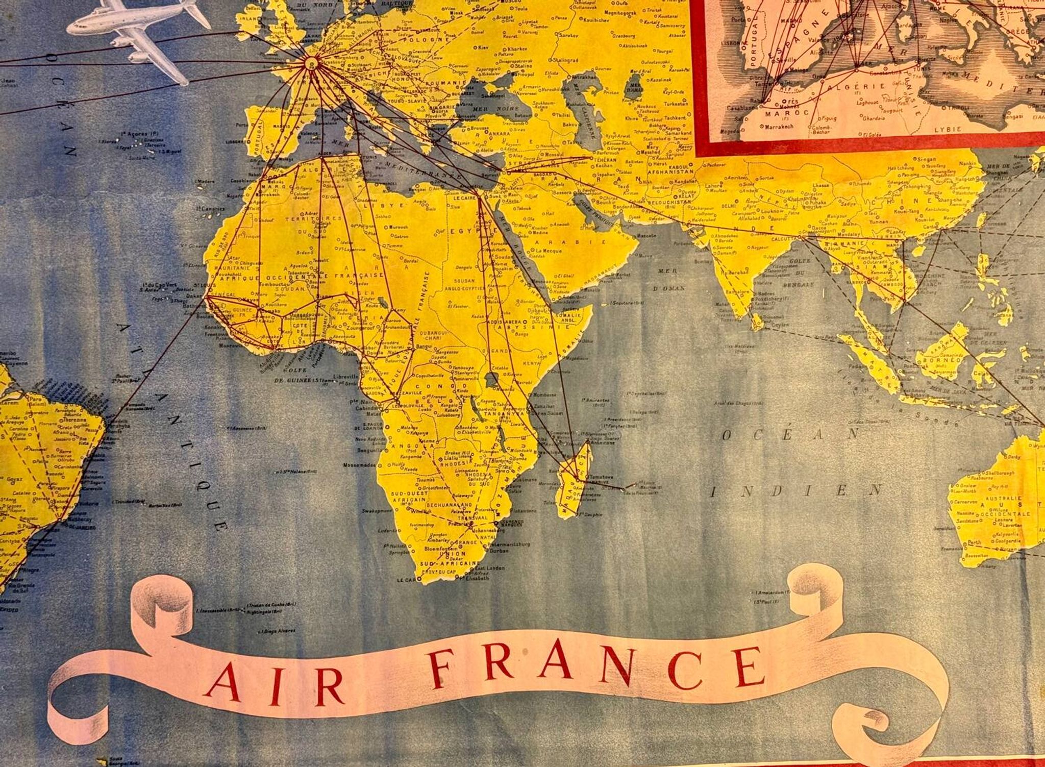 Air France Postal Air Network Map from 1948