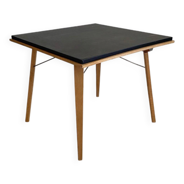 "PLIDEAL" Folding Coffee Table Beech & Faux Leather 1950 Vintage Glamping