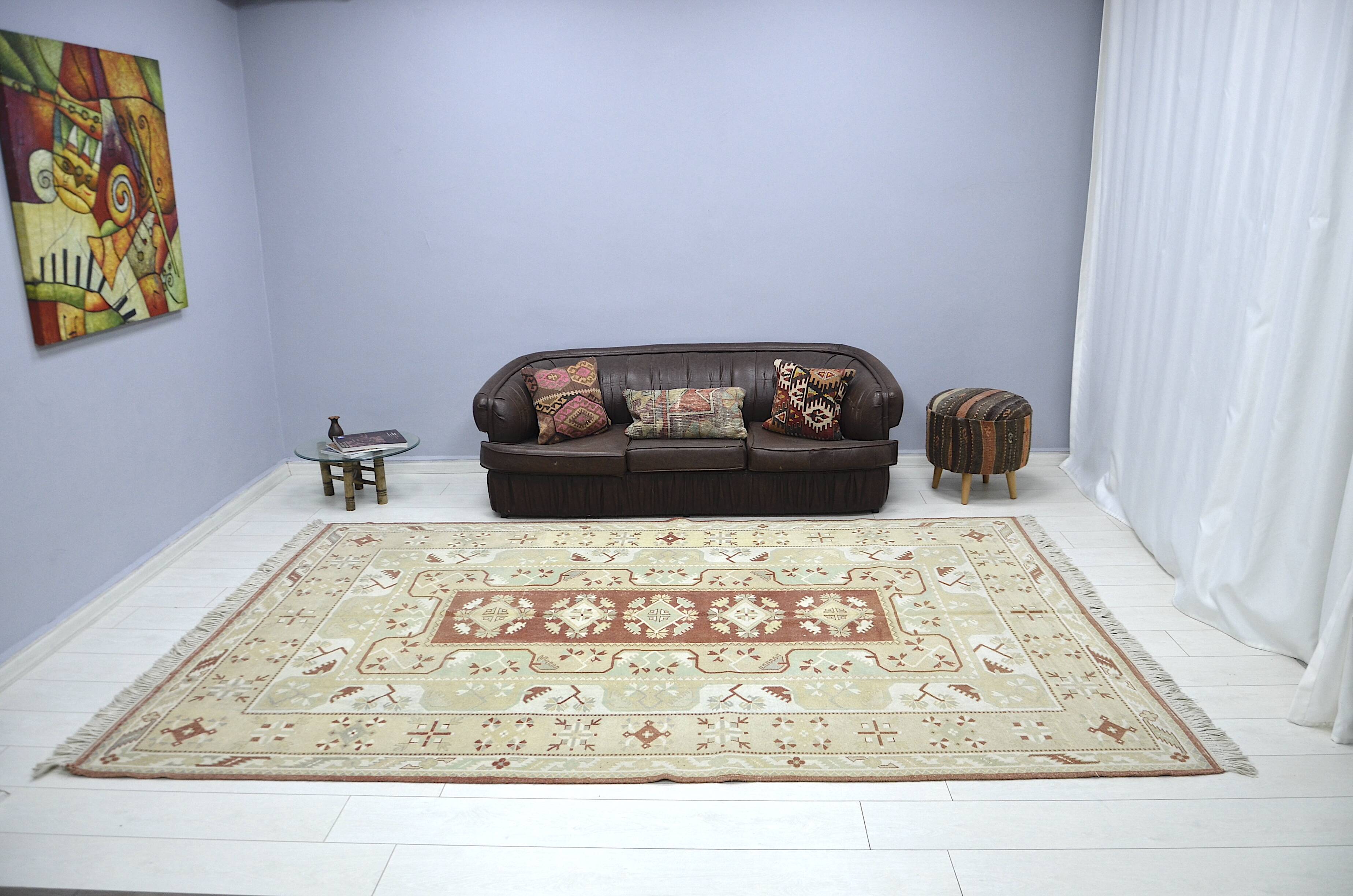 Tan Oversize Turkish Tribal Wool Rug sku 2294.