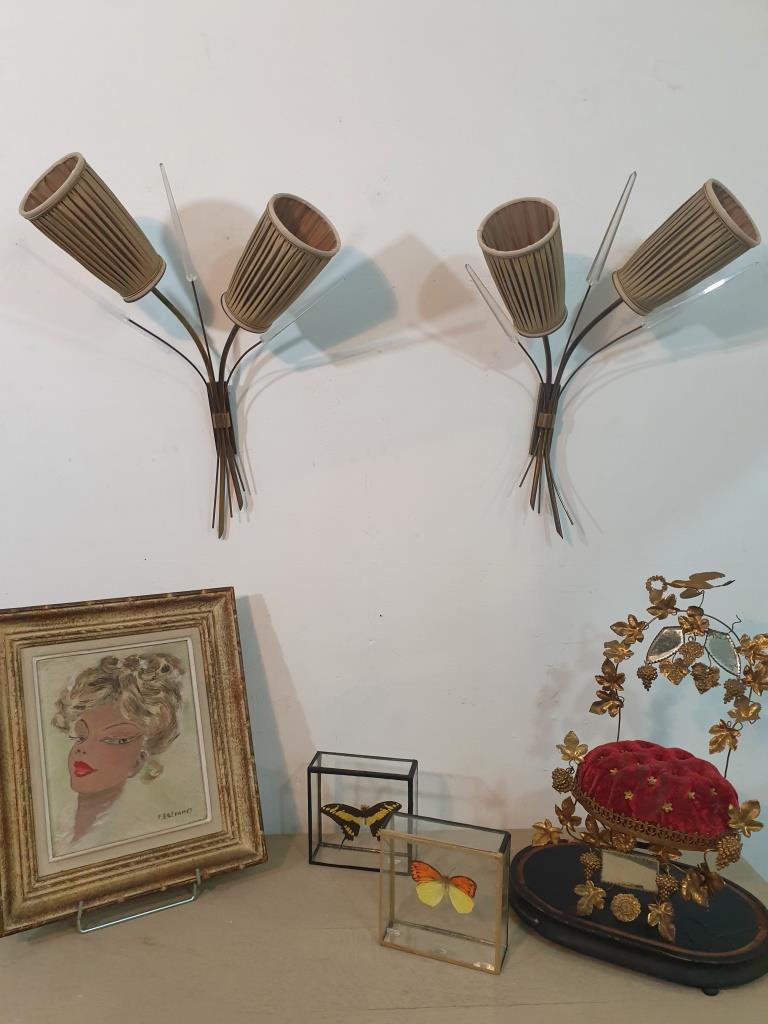 LUNEL wall lamps - Pair of vintage wall lamps - Antique light fixtures