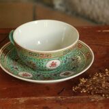Ancienne tasse chinoise et sous tasse mun shou