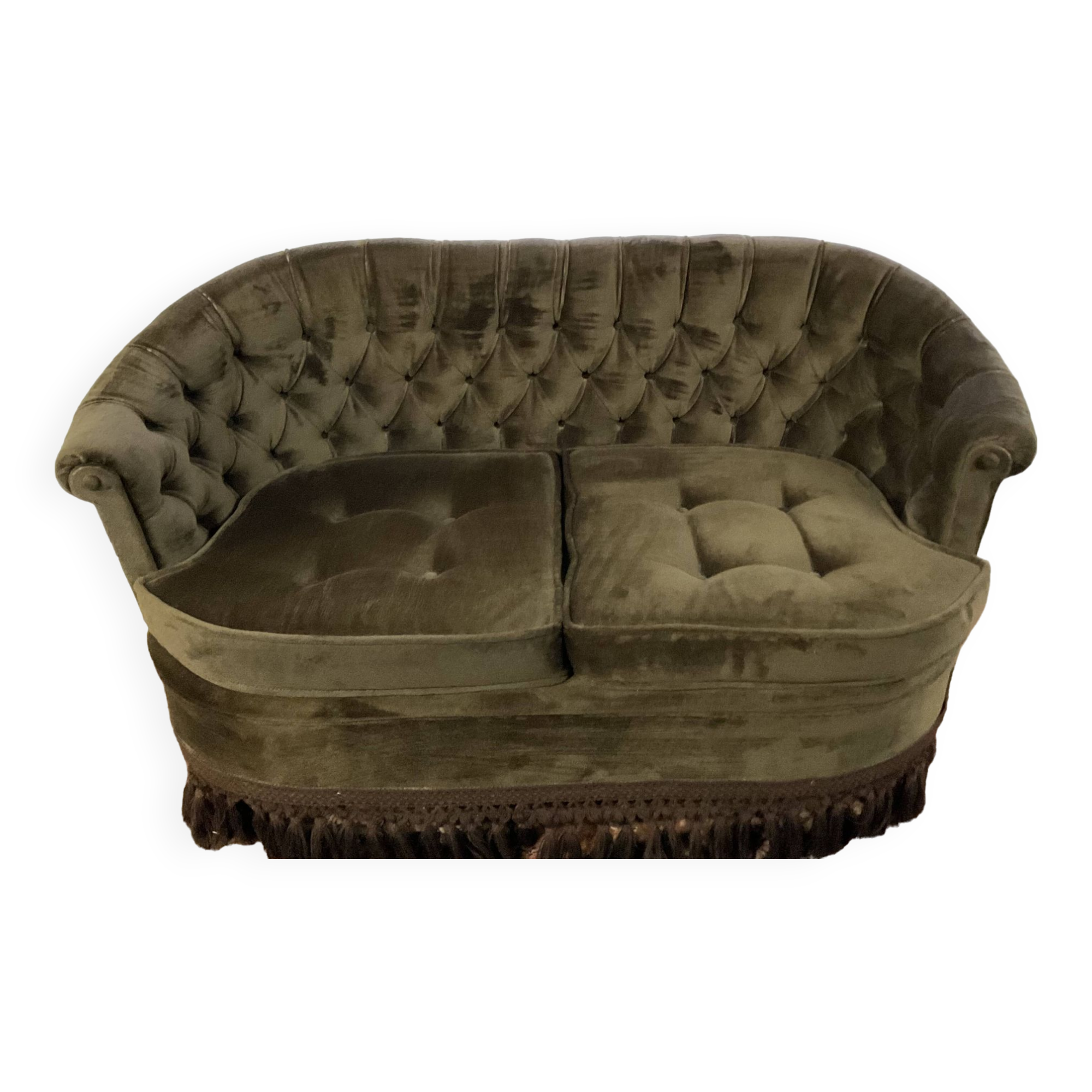 Vintage toad sofa from the 50s-60s in green velvet