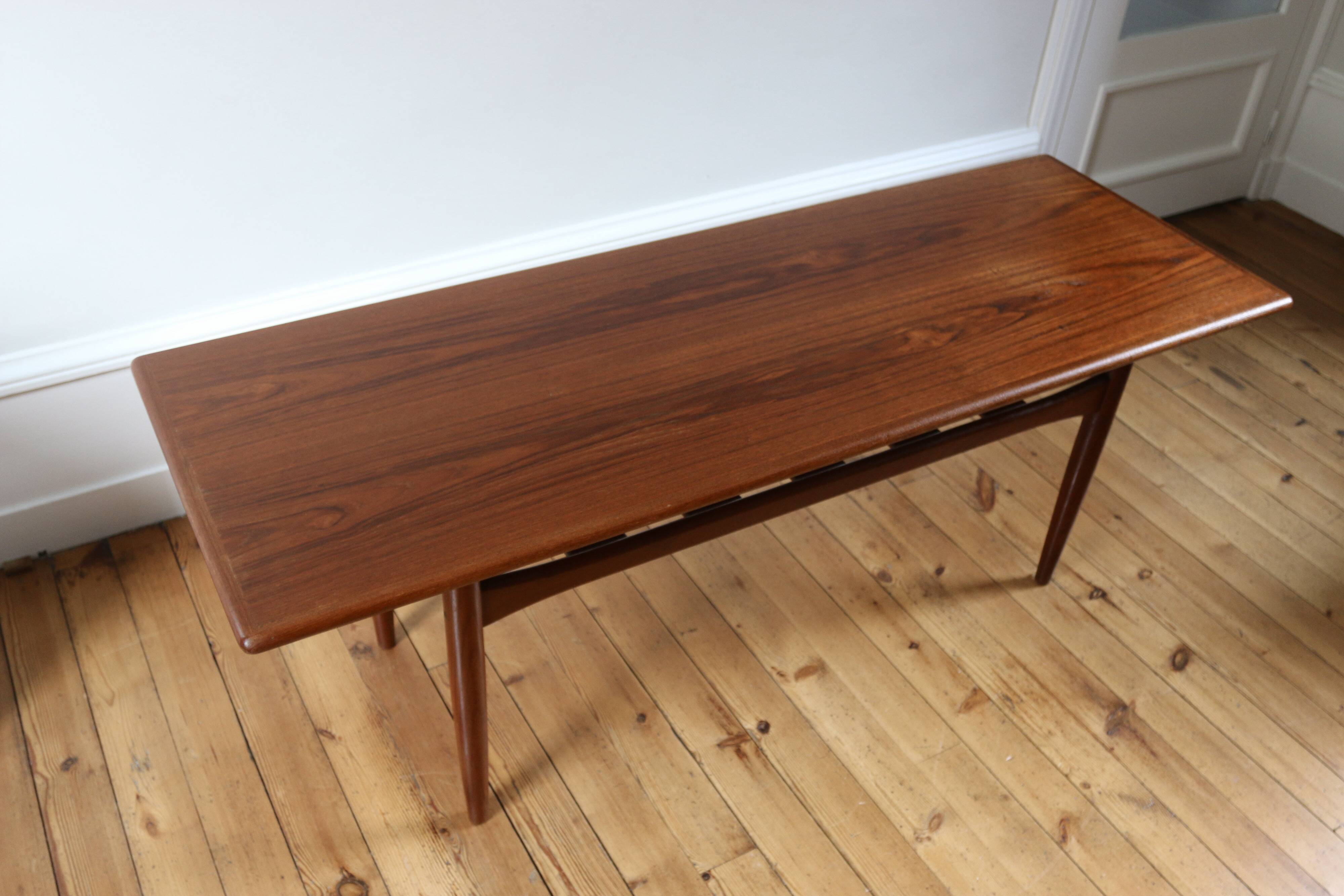 Vintage Scandinavian teak coffee table Trioh 1960s