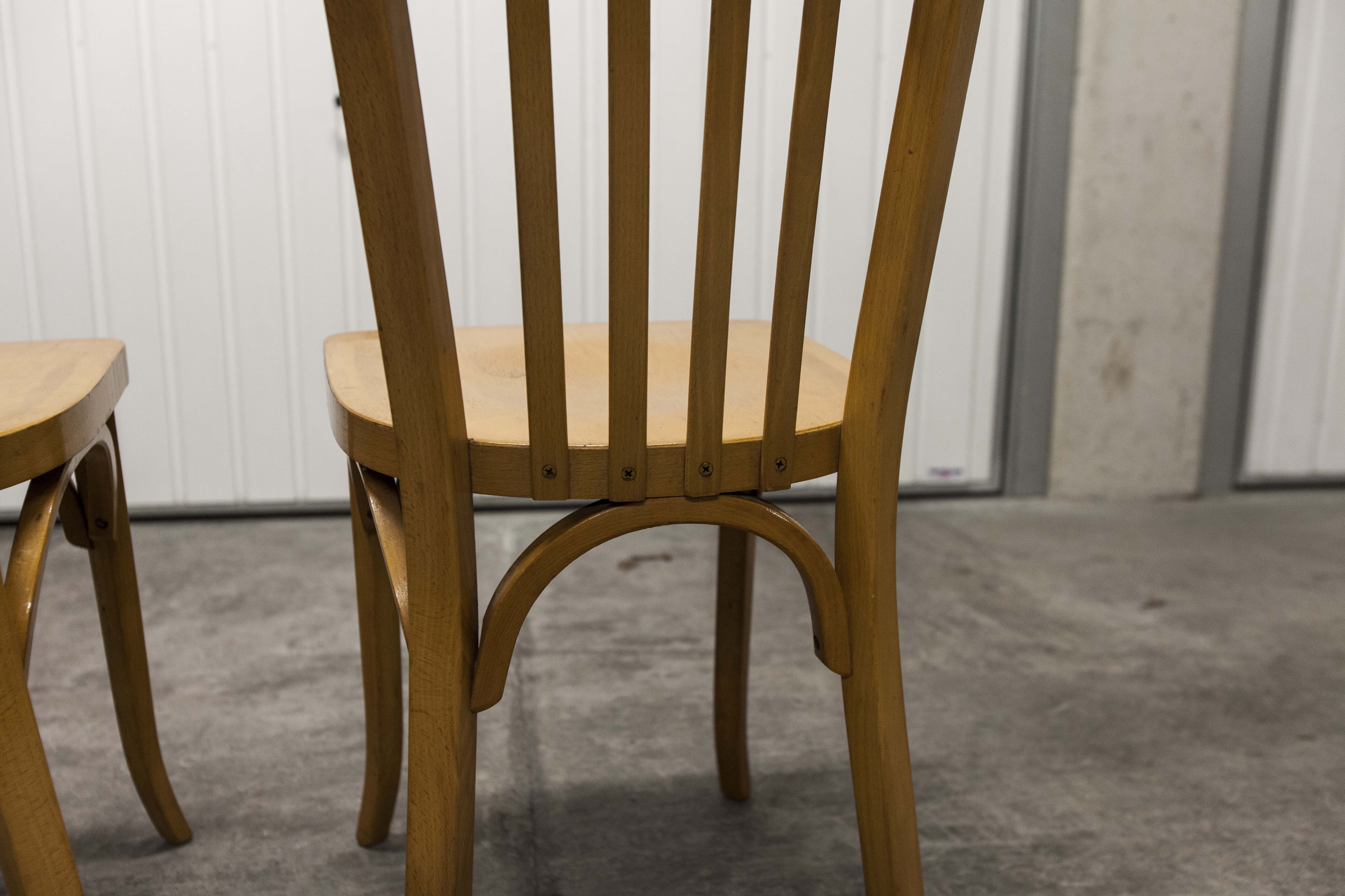 Pair of chairs bistro Baumann 1970s honey color