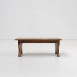 Small Rustic Wooden Stool with Curved Base, France, 1900s