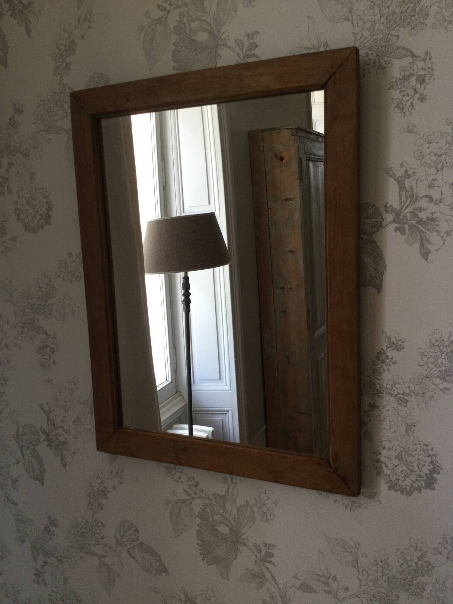 Antique natural wood mirror