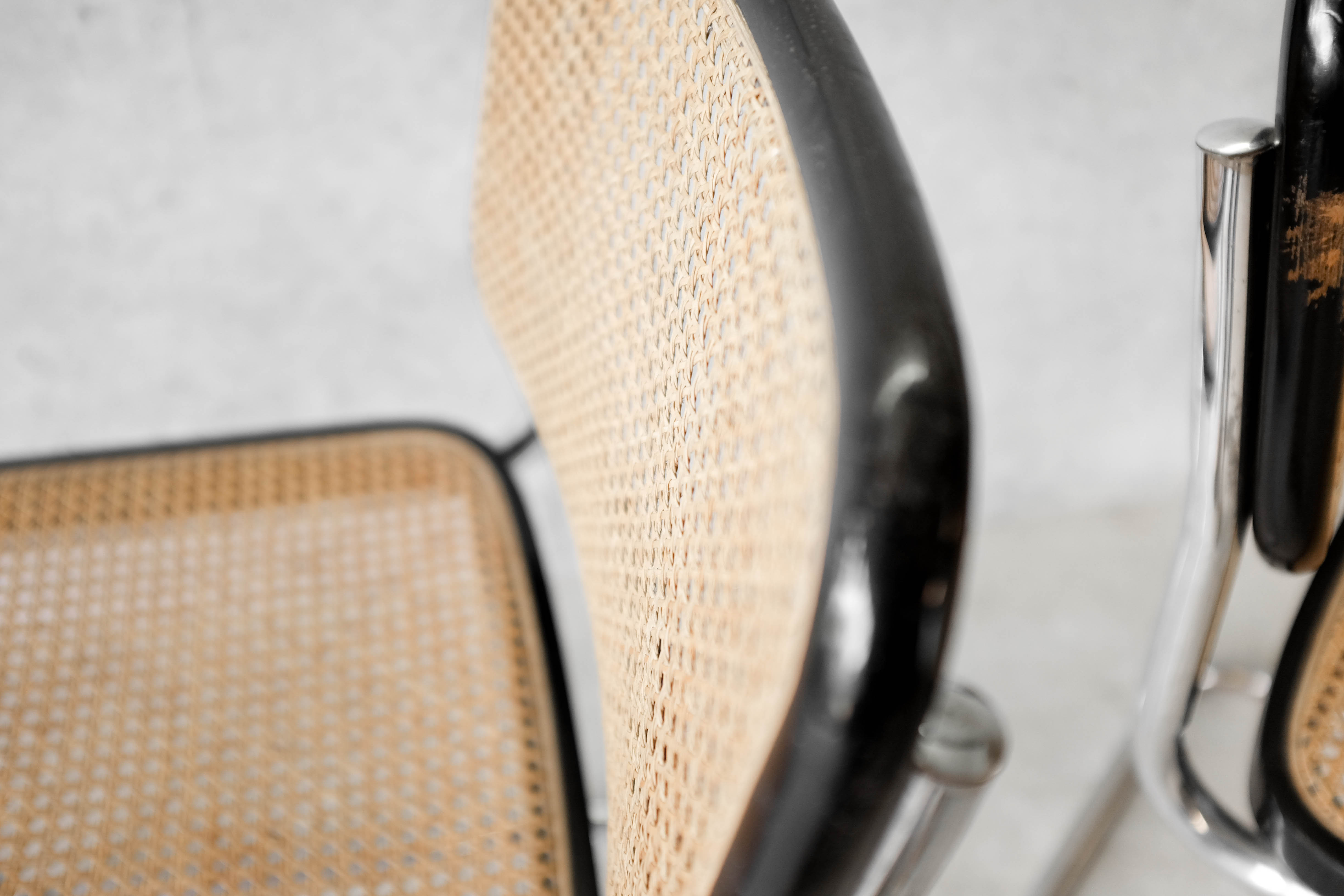 Pair of chairs cesca B32 black by Marcel Breuer