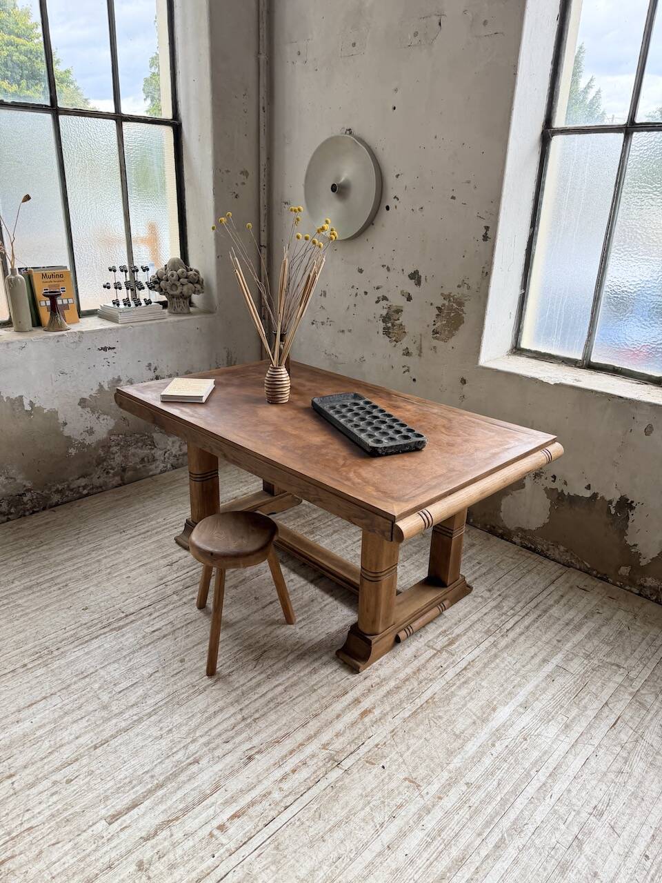 Table de repas chêne 1940 Dudouyt 240cm