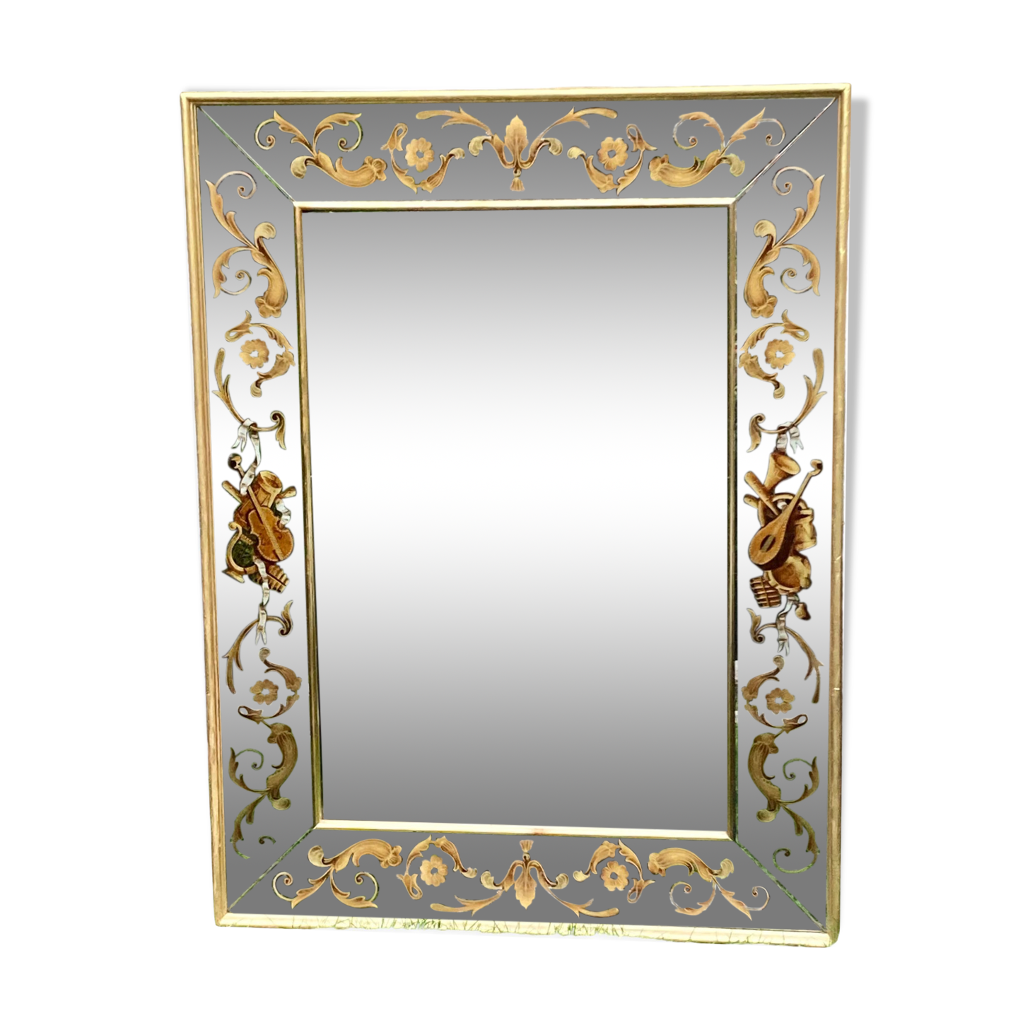 Antique mirror with parecloses and eglomised glass 18th century style