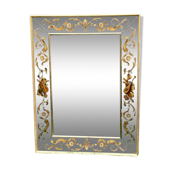 Antique mirror with parecloses and eglomised glass 18th century style