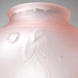 Large art deco style vase in molded/pressed pink glass paste