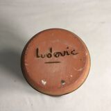 Vase rouleau ancien terre cuite émaillée signé Ludovic