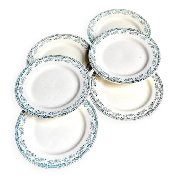 6 assiettes plates Salins en terre de fer, service ''Moustiers