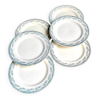 6 assiettes plates Salins en terre de fer, service "Moustiers"