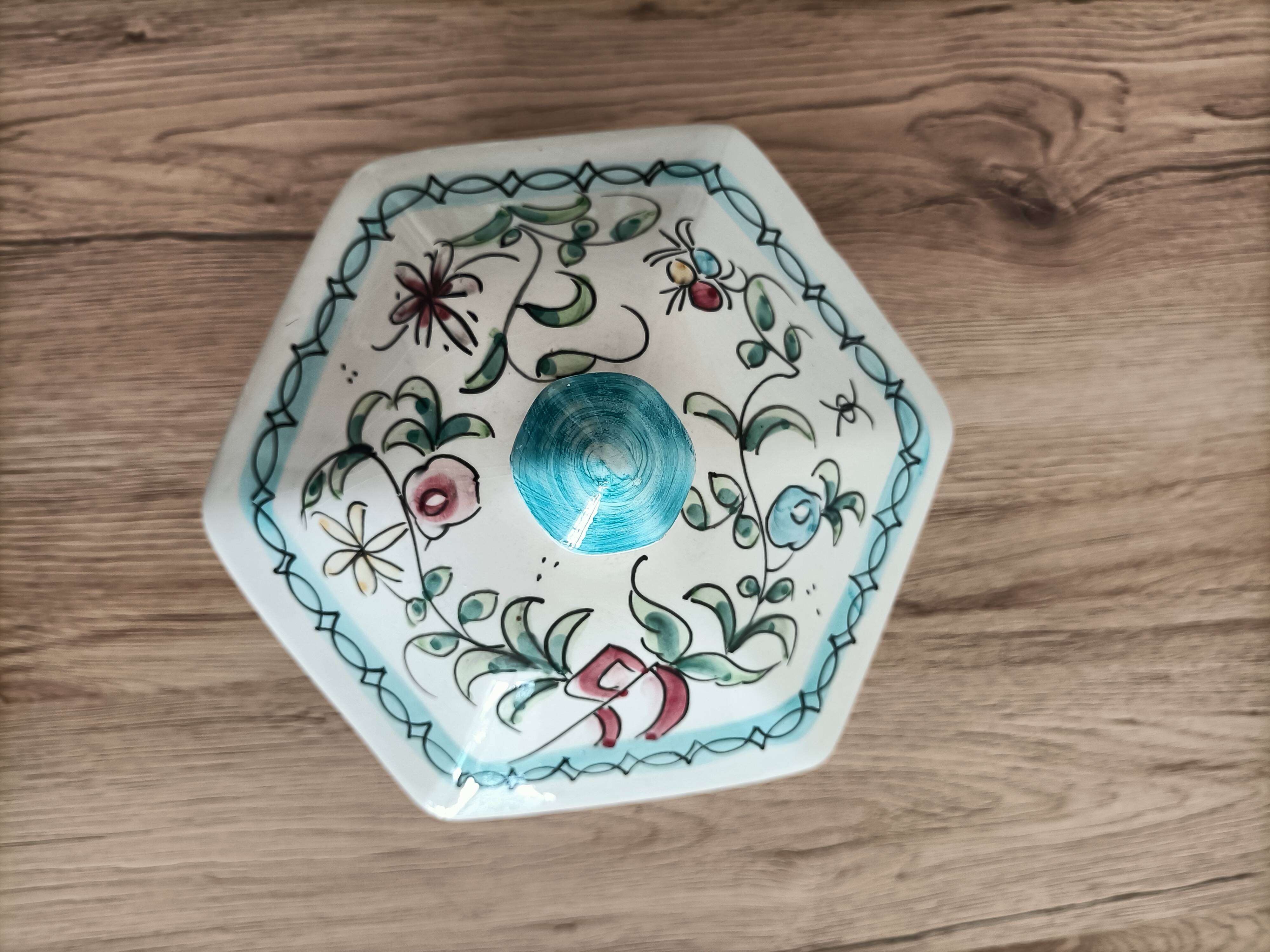 Hexagonal ceramic candy box or empty pocket