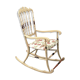 Rocking chair chiavarina vintage en frêne clair avec assise en damas, 1950