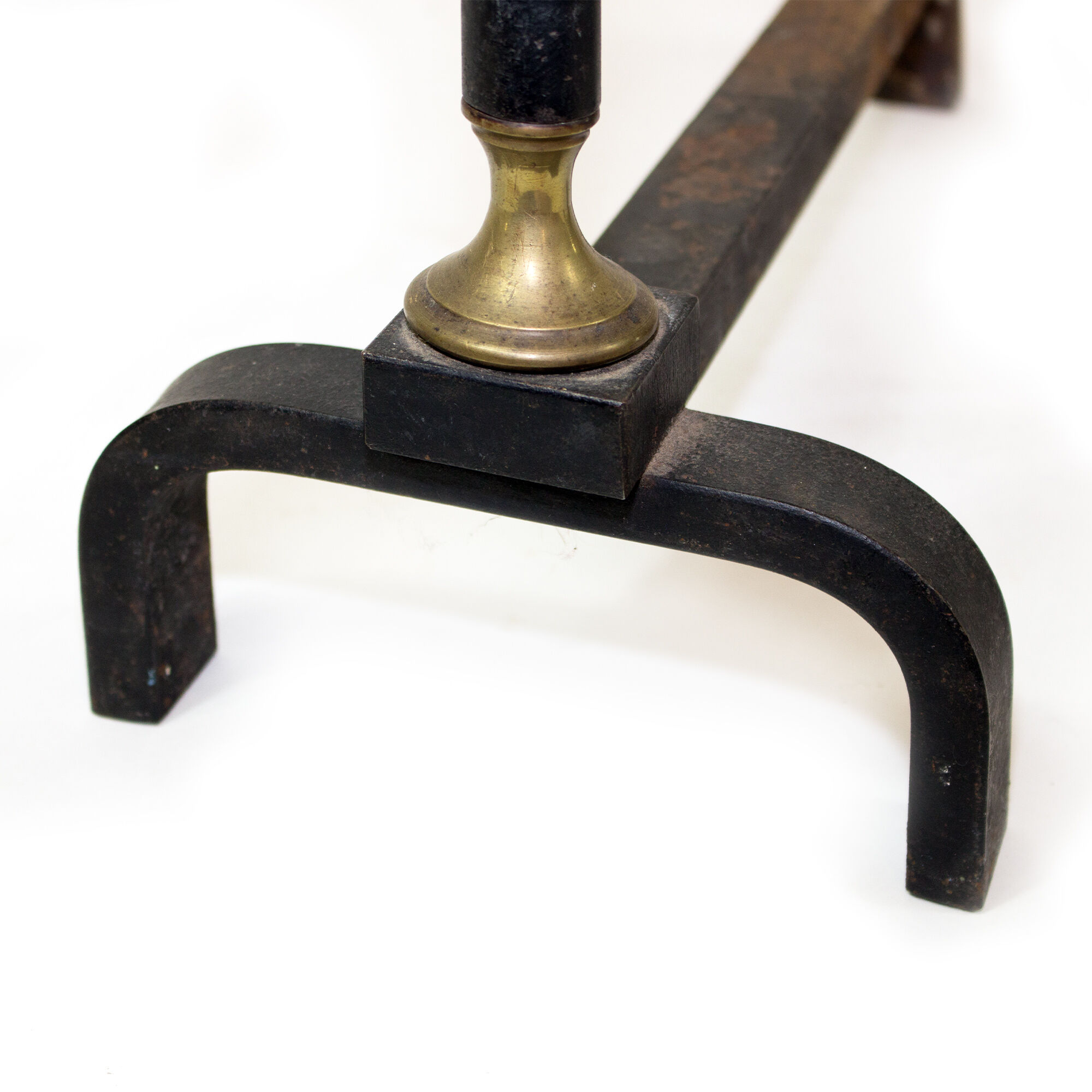 Iron and brass andirons