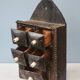 Primitive Wood Carved Kitchen Apothecary Spices Cabinet