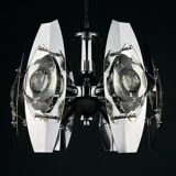 Chrome and glass lustre with lenses by Oscar Torlasco, Italy, 1960s.