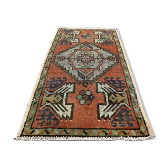 Small Vintage Turkish Rug 98x54 cm, Short Runner, Tribal, Shabby Chic