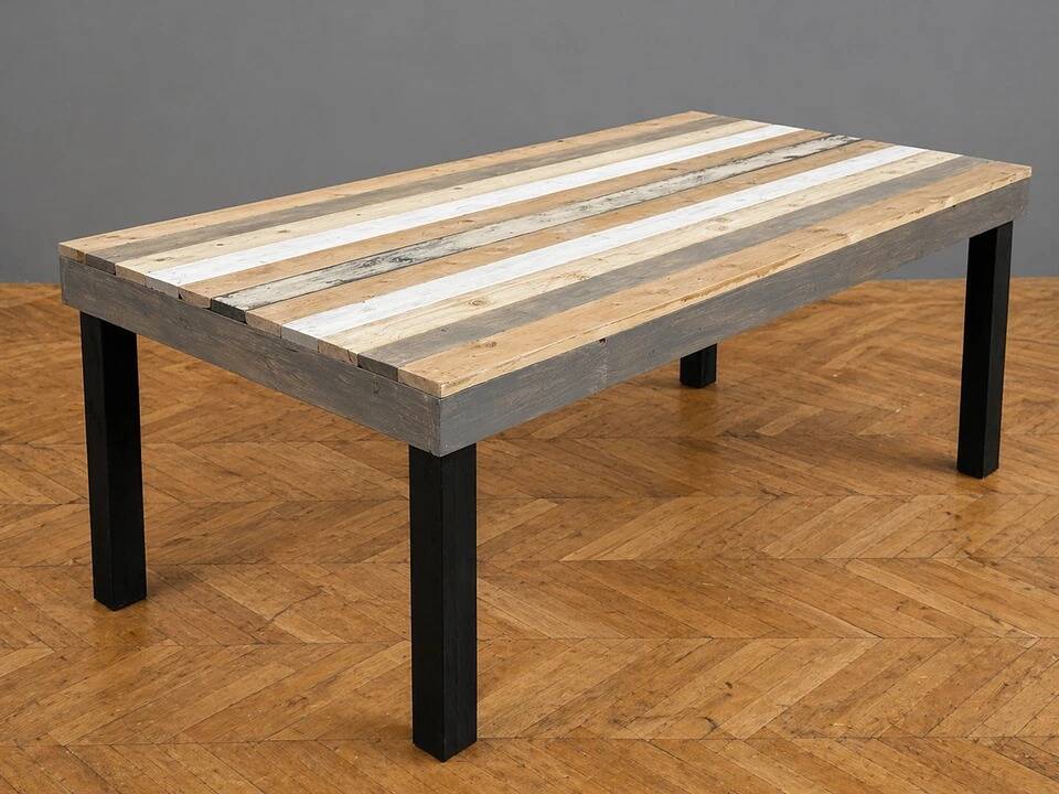 industrial style dining table, handcrafted creation