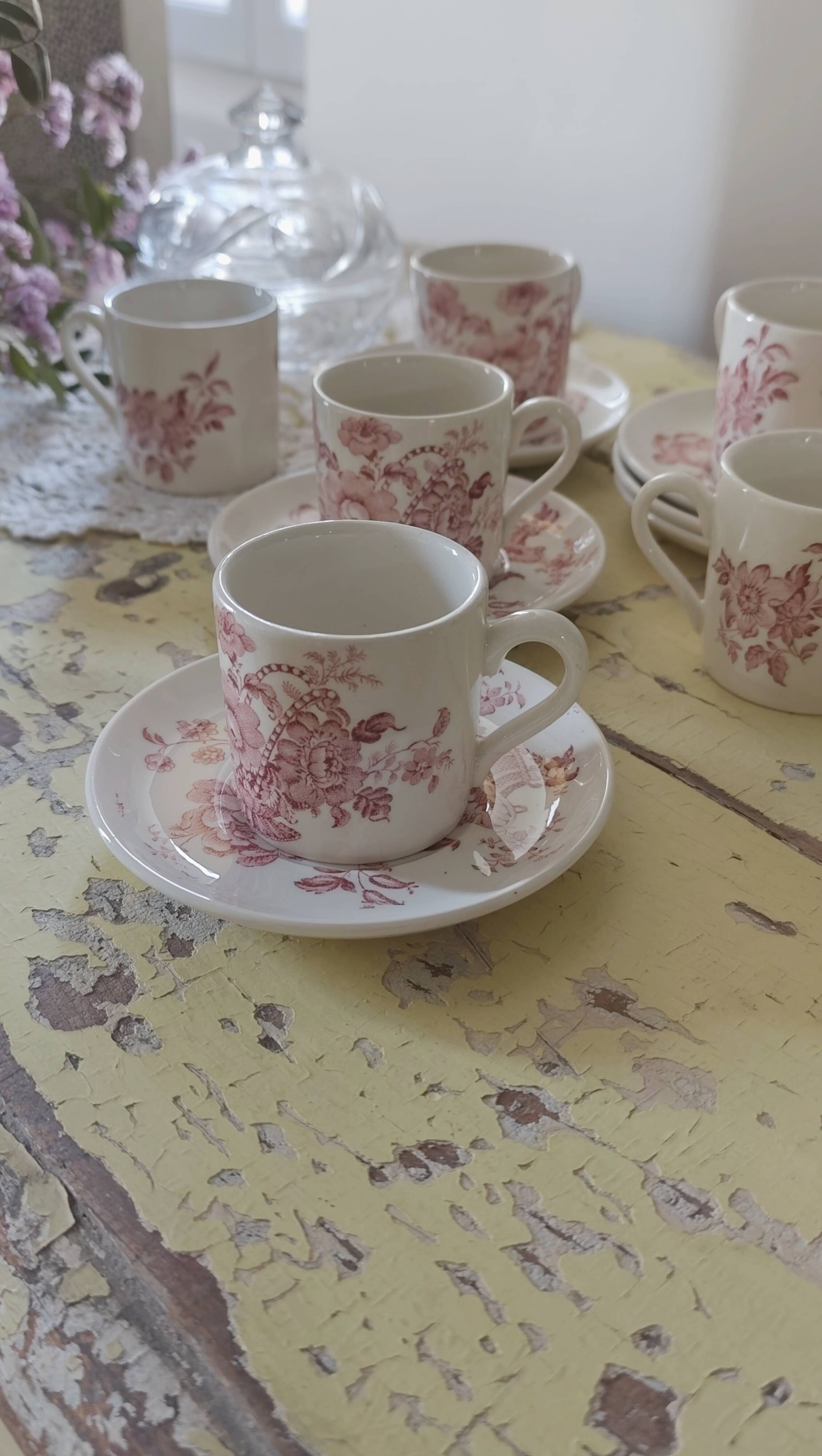 Vintage Coffee Set - 6 Cups and 6 Saucers - Crown Devon Brand