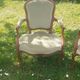 Pair of Rocaille style armchairs in green fabric and walnut, 19th century