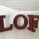 Red metal "F" sign letter
