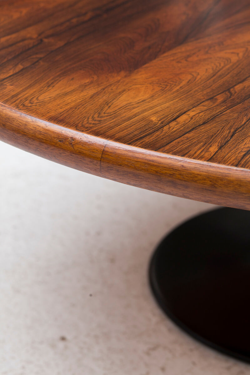 Table basse ronde en palissandre Danemark années 1960