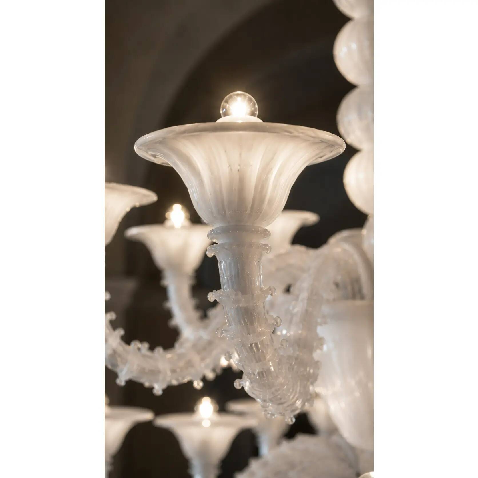 Monumental Contemporary White Rezzonico Murano Glass Chandelier