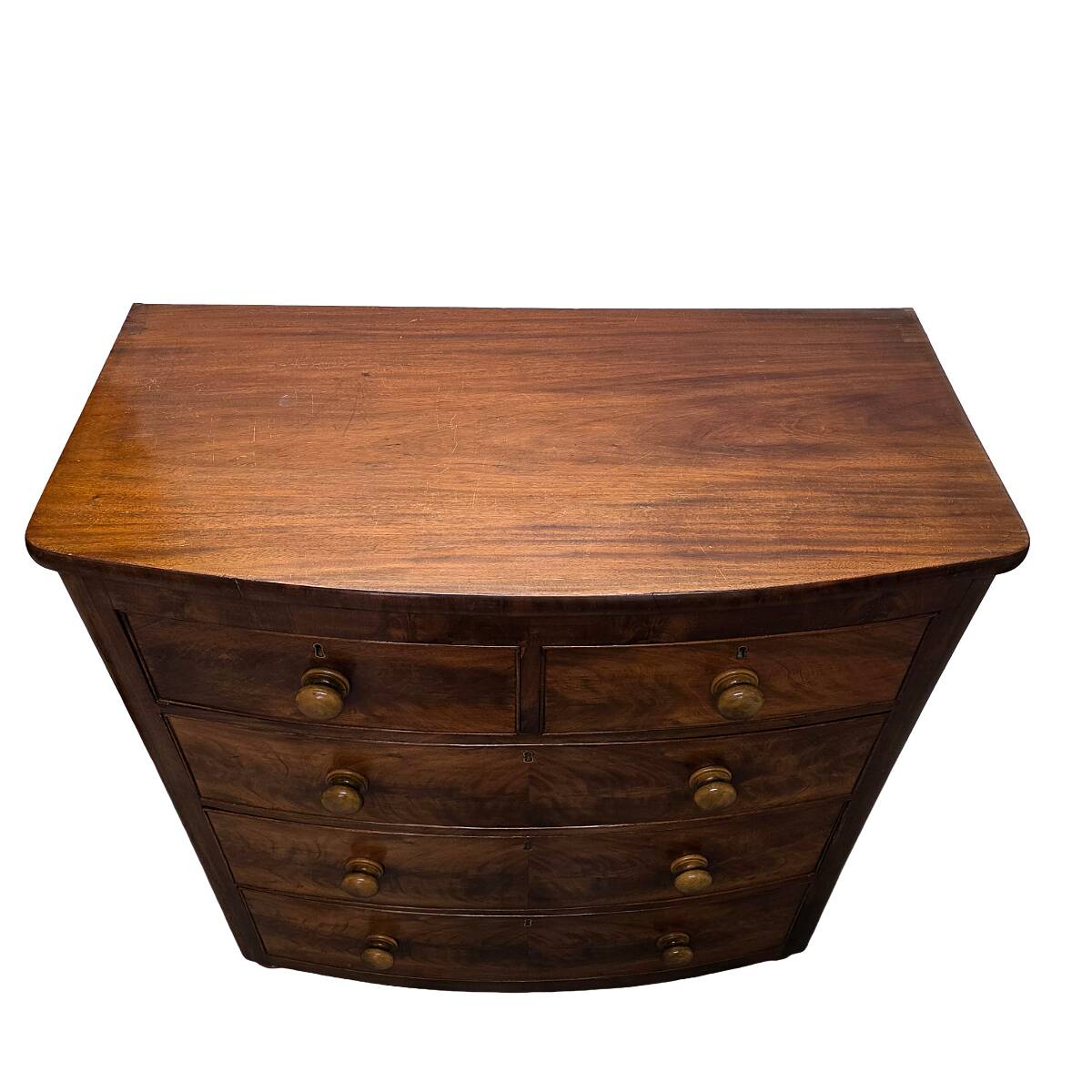 Antique English Victorian mahogany chest of drawers, early 1900s