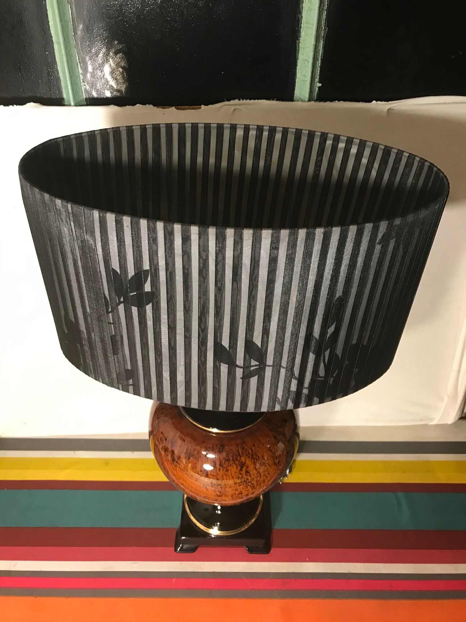 Ancient balustre lamp laurie light ceramics - lamp-day black fabric vintage