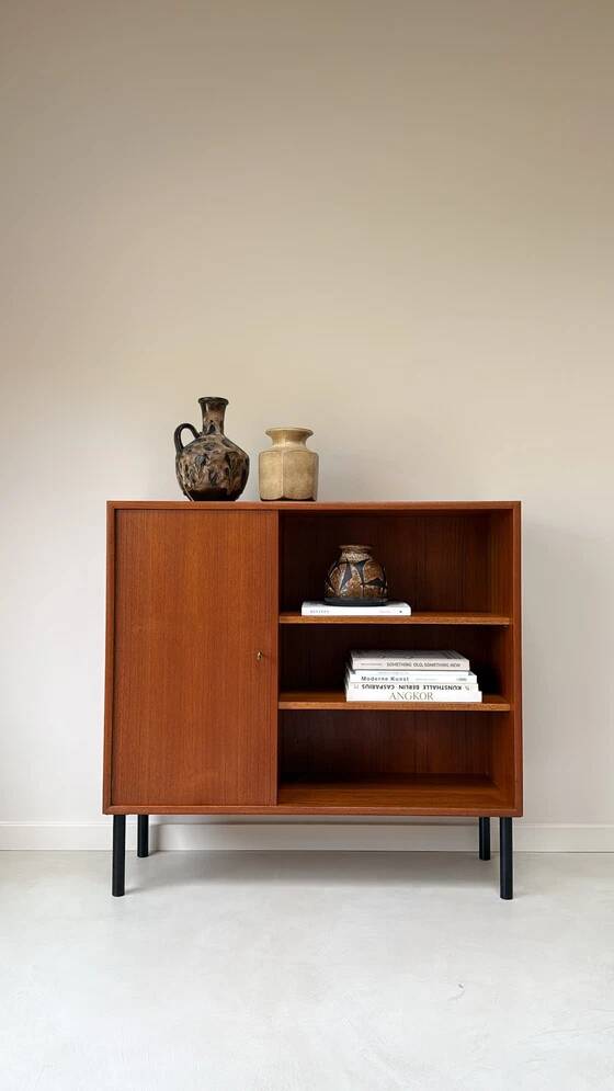 Vintage wooden cabinet with shelves and 1 door
