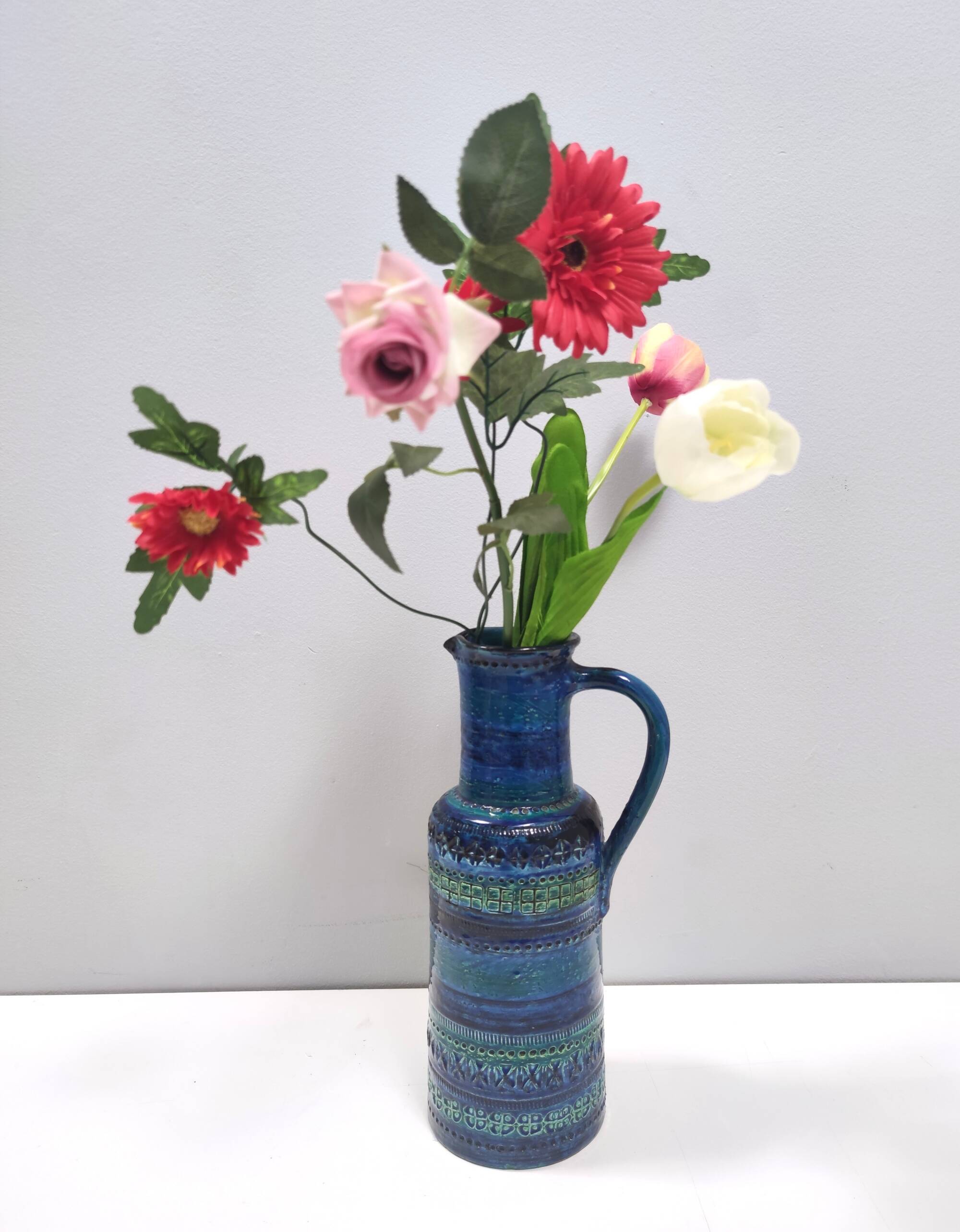 Rimini Blue Ceramic Pitcher Vase by A. Londi and F. Montelupo for Bitossi