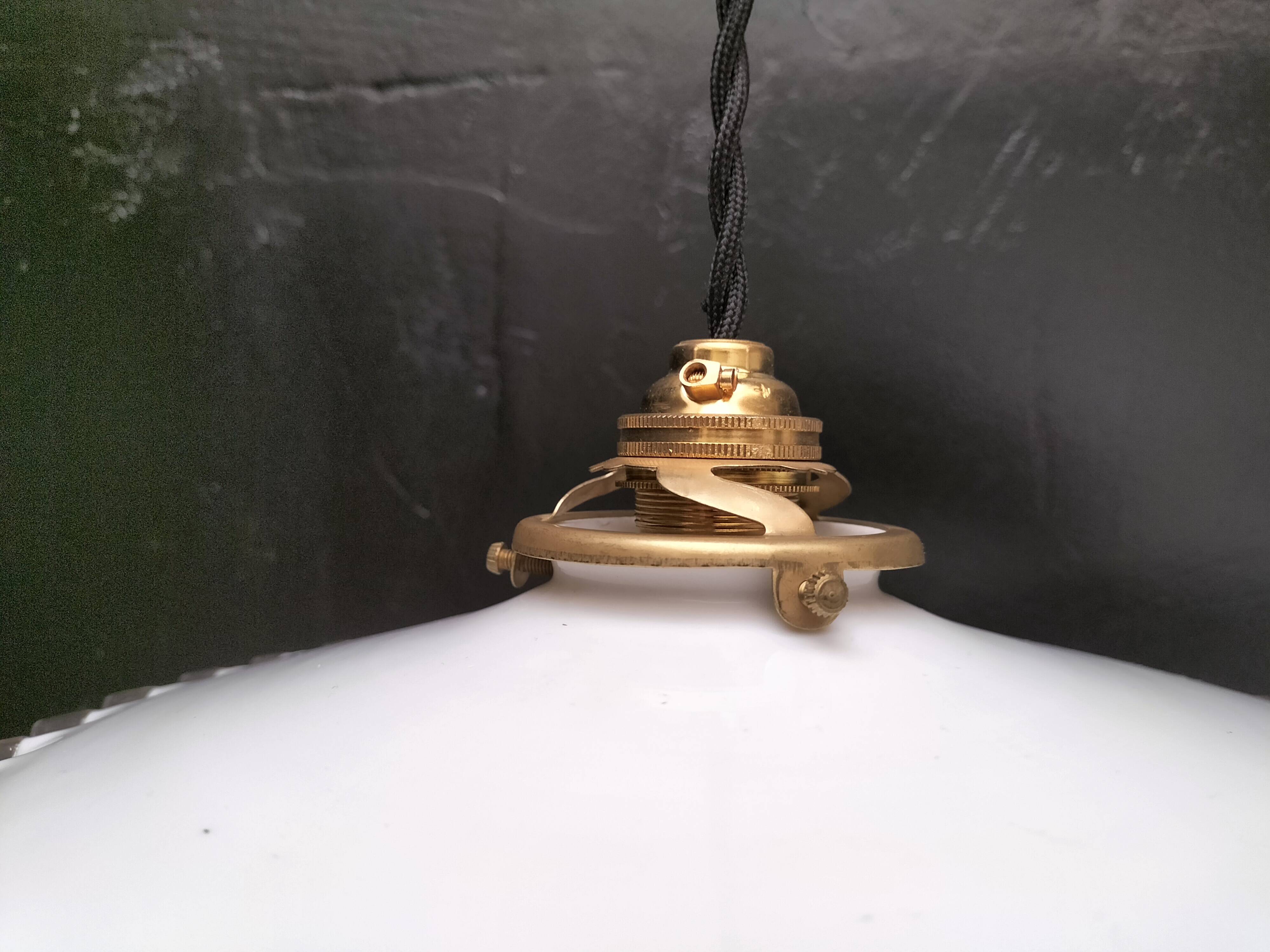 Pair of opaline pendant lights