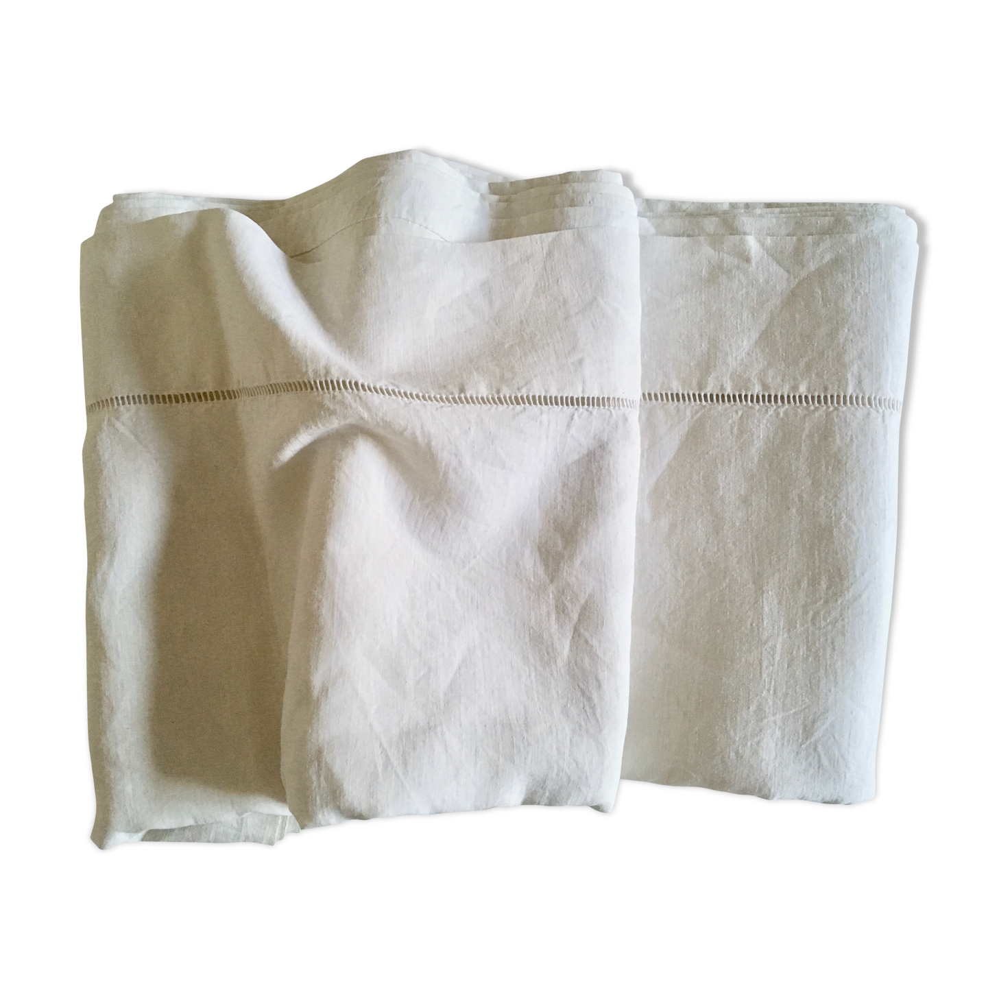Linen old days embroidered linen sheet