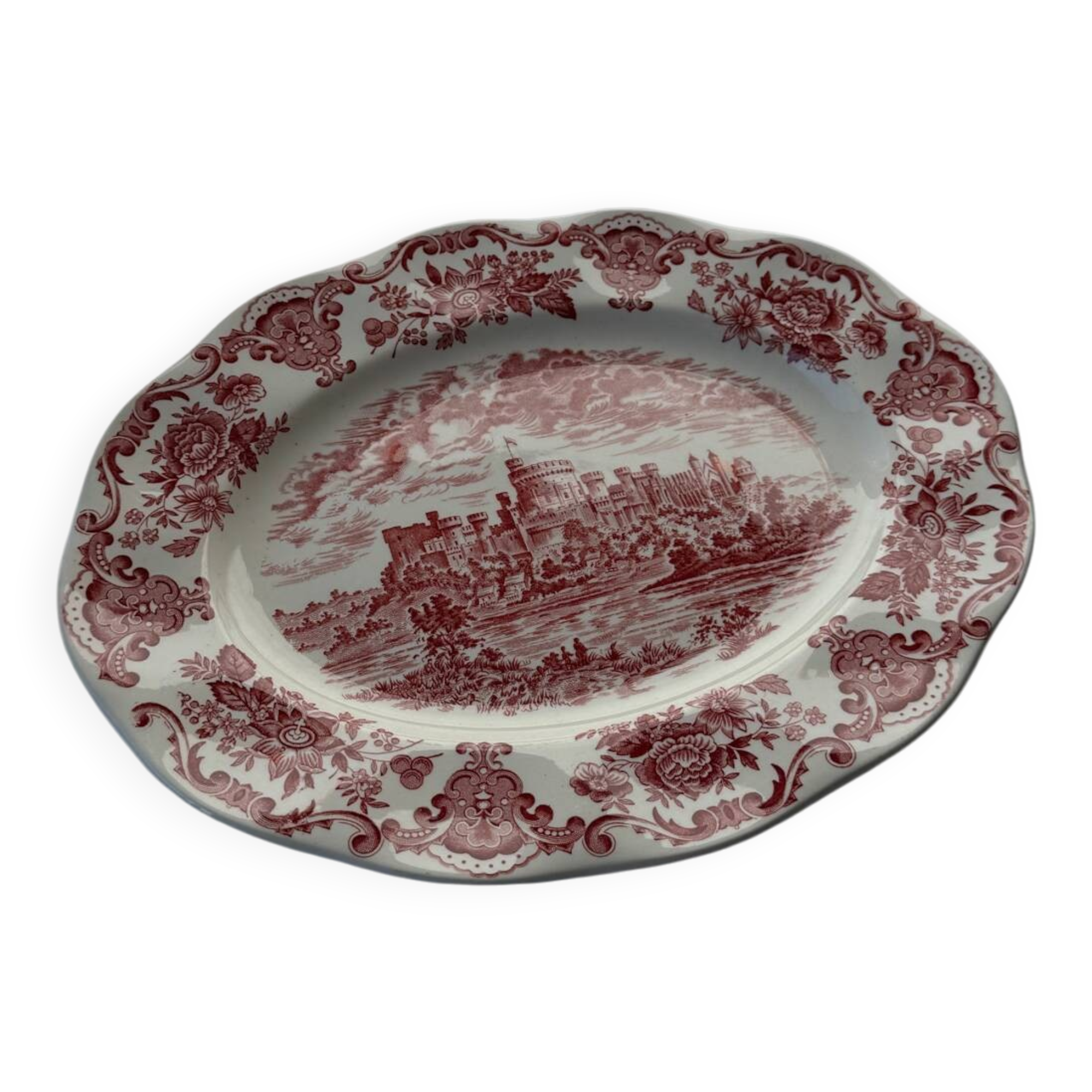 Vintage Enoch Wedgwood “Royal Homes Of Britain” red hand engraved serv