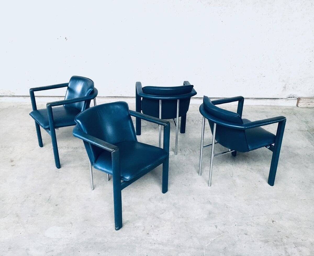Leather Cachucha Dining Chairs by Hugo De Ruiter for Leolux, 1990s, Set of 4