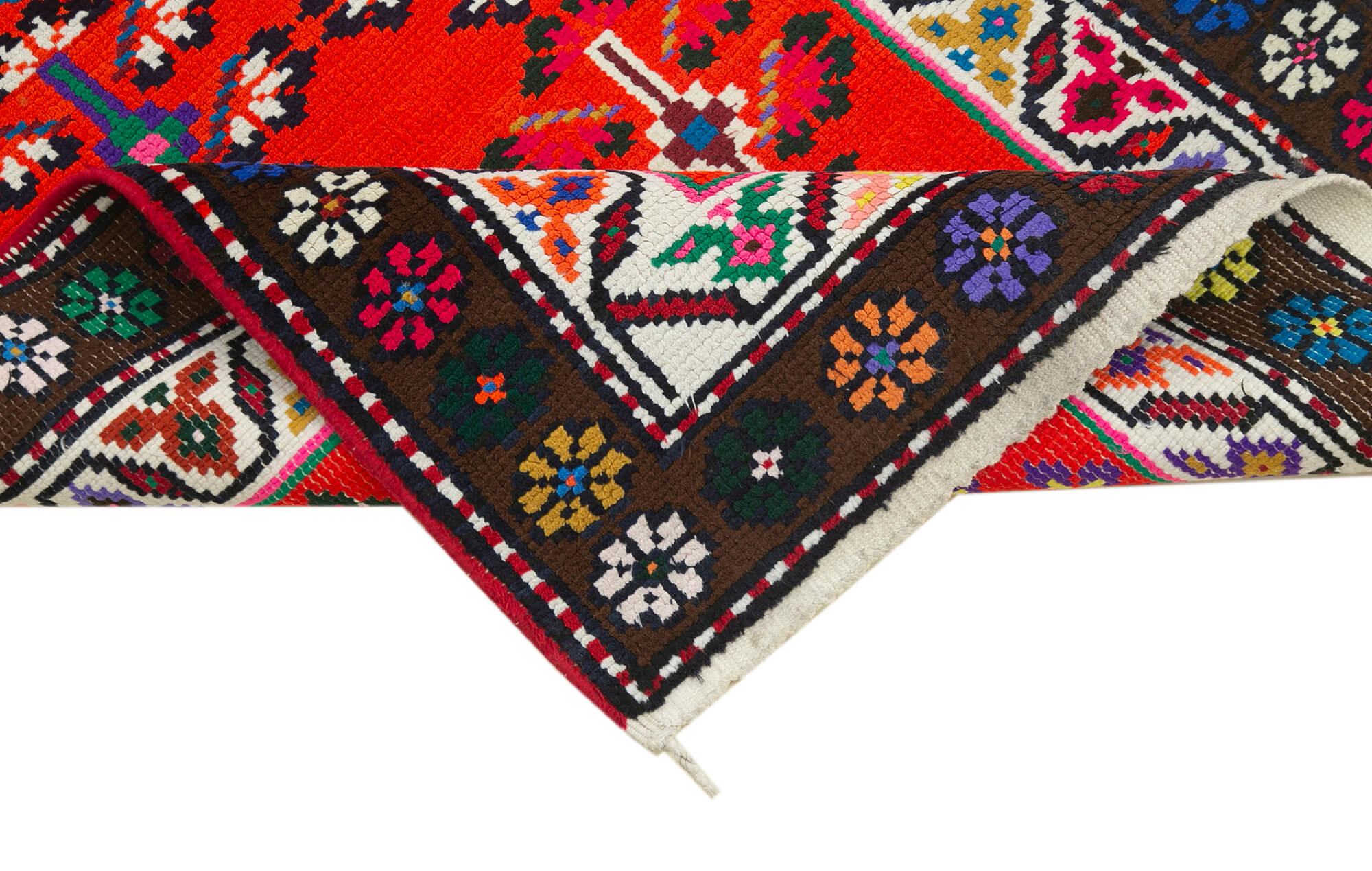 Handwoven Antique Anatolian Multicolor Runner Rug 81 cm x 372 cm