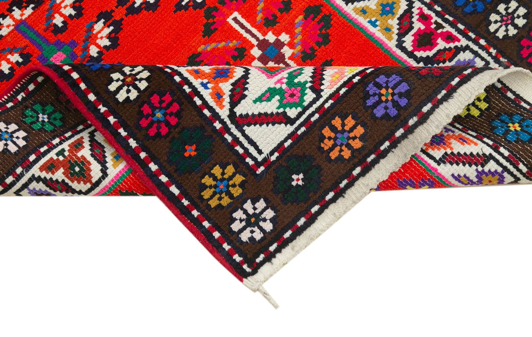 Tapis runner multicolore anatolien antique tissé à la main 81 cm x 372 cm